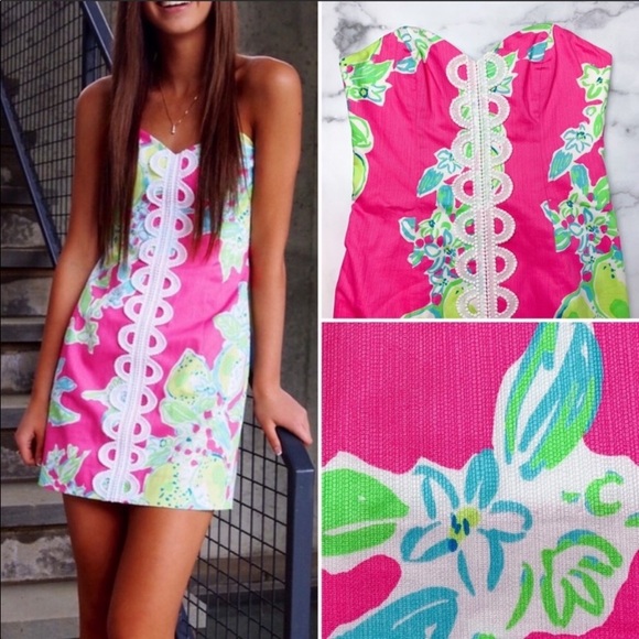 Lilly Pulitzer dress strapless Angela dress size 8 pink
